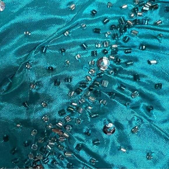 VTG 90's Dresses by Deb Prom Formal Evening Gown Dress Size 5/6 Green Lace Up - Picture 10 of 17